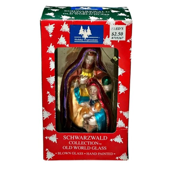 OLD WORLD CHRISTMAS Blown Glass Christmas Ornament Nativity Holy Family 2002 OWC - Picture 3 of 8